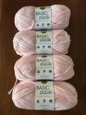 (4 Pack) Lion Brand Yarn 202-101F Basic Stitch Anti Pilling Yarn, Baby Pink