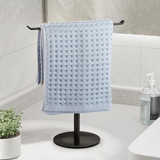 Black T-Shaped Hand Towel Holder Stand for Countertops, Stainless Steel Counte