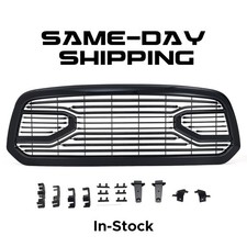 Front Grille Assembly Fits 2013-2018 Dodge Ram 1500 With Letters Gloss Black