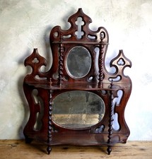Antique Barely Twist Shelves French Art Nouveau Wooden Shelf Mercury Glass