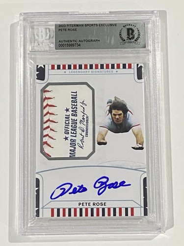 PETE ROSE 2023 Fiterman Sports Exclusive Autographed Card Beckett BAS Slabbed