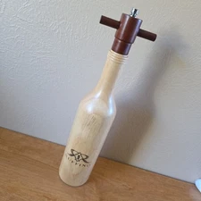 Vintage Ruffino Wooden Wine Bottle Pepper Mill Grinder 14.5" Mid Century Kitchen