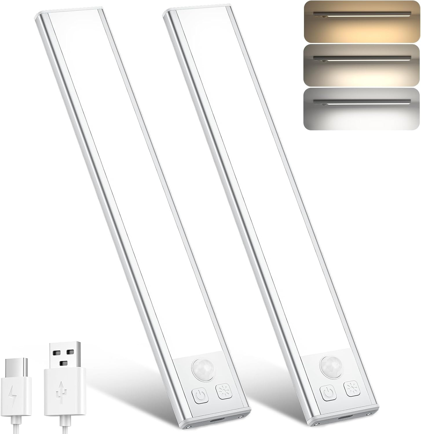 Luce Armadio LED Con Sensore, 3 Temperature Di Colore Dimmerabile, USB-C Ricaric