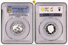 PCGS 2004 Australia $1 Aboriginal Kangaroo Ag 20 Yrs of the Dollar Coin PR70DCAM