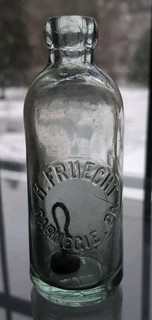 Aqua H FRUECHT Hutch Hutchinson Bottle Carnegie PA Allegheny County