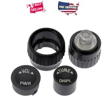 Radio Control Knob Set 4 Pack Black Replacement Fits Various Car Audio Systems