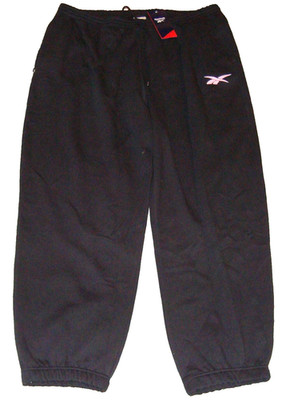 NWT Reebok Women's Plus Soft Fleece Jogger Sweatpants Black w/Pink Logo Size 2XL