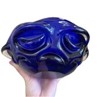Vtg 60s Heavy Handmade Cobalt Blue Murano Art Glass Bowl Display Decor Art Piece