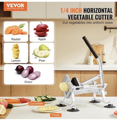 VEVOR kommerzieller Gemüseschneider, 1/4 Zoll Obstschneider, Edelstahl und Al