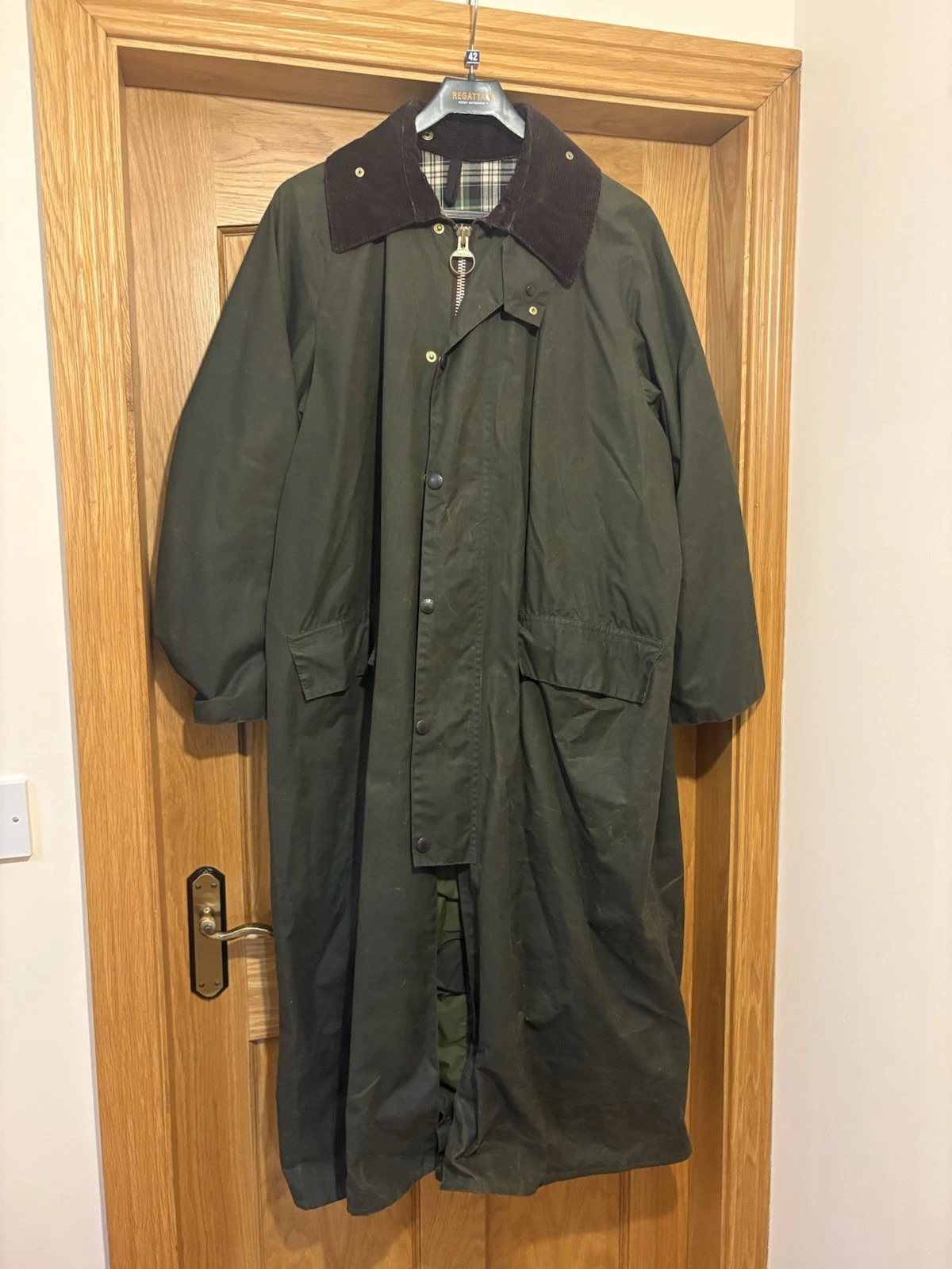 Barbour A160 Burghley Wax Jacket, Olive, Vintage 1988, C42, Made In England