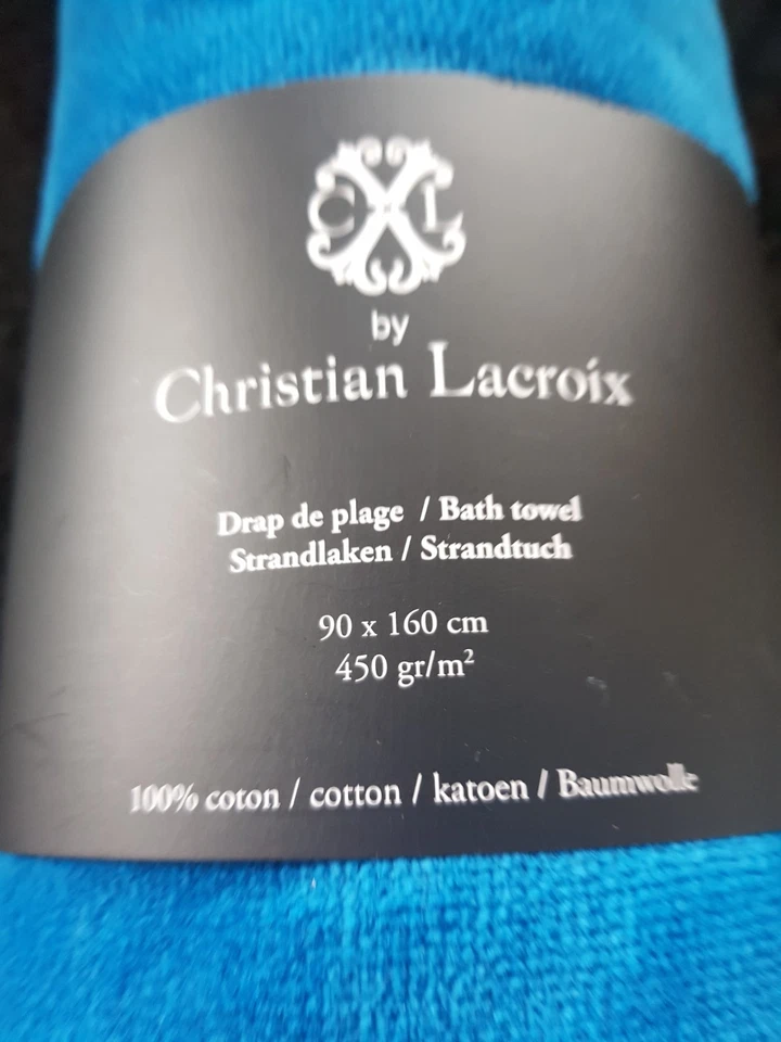 DRAP DE PLAGE DE BAIN BLEU COTON CHRISTIAN LACROIX 90X160 - NEUF - Photo 2/4