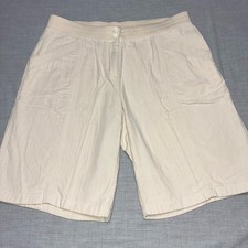 J.Jill Beige 100 Cotton Stretch Waist Bermuda Shorts Size 10 Multiple Pockets