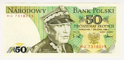 1988 Poland Warszawa 50 Zlotych UNC 7318015 Paper Money Banknotes Currency