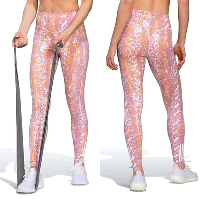 Adidas Damen Sport Leggings Hoher Bund Fitness Hose High Waist Tight Schlange - Bild 1 von 4