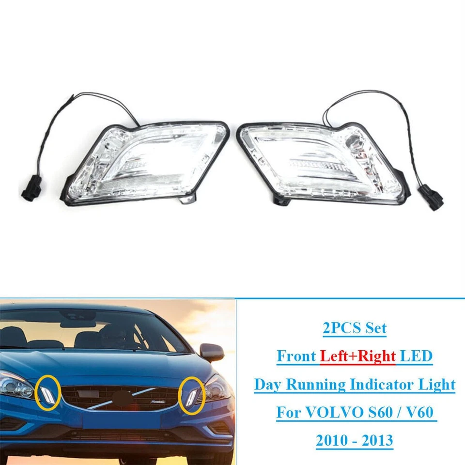 Пара передних светодиодных дневных ходовых индикаторов света/лампы для VOLVO S60 / V60 2010-2013 - Изображение 2 из 4