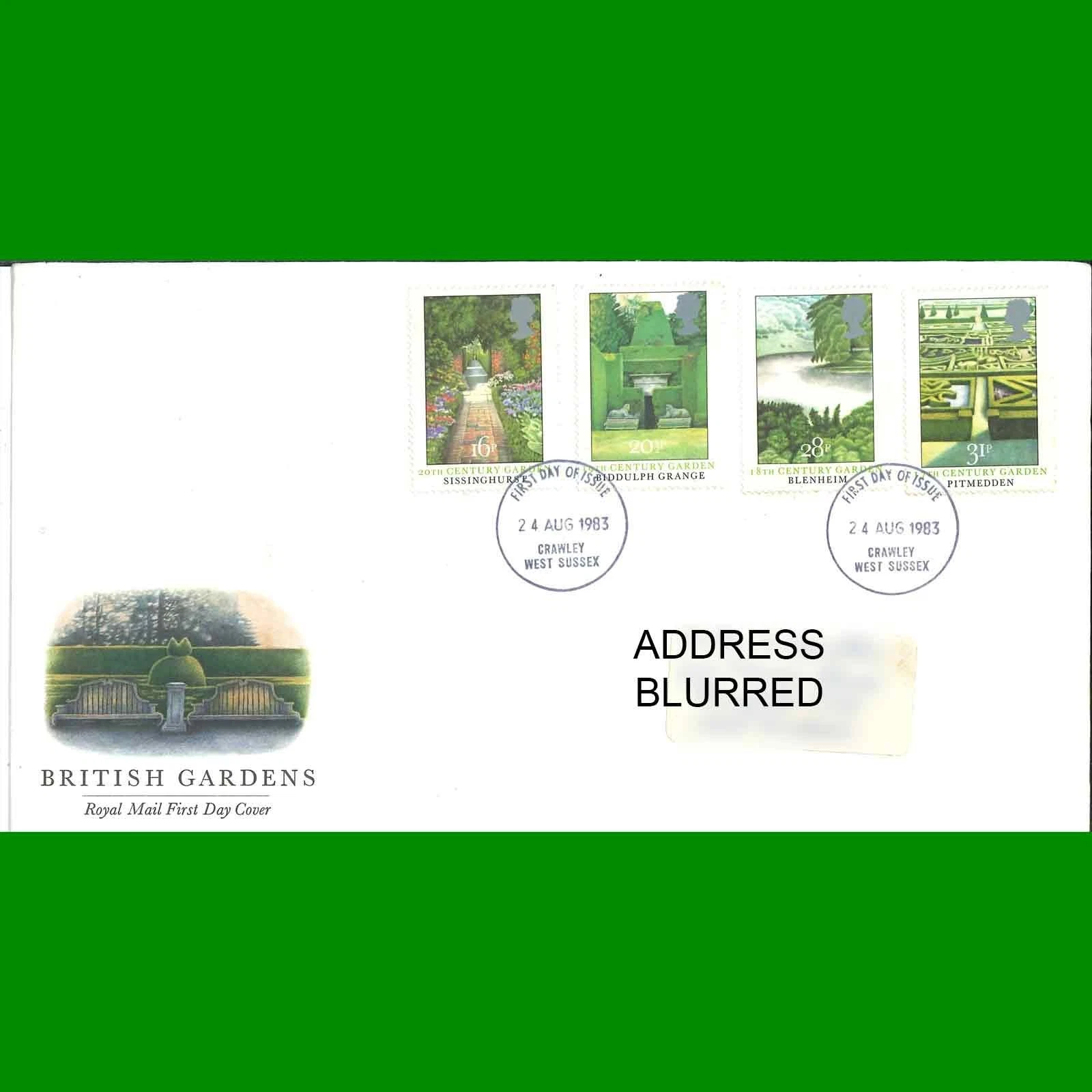 FDC British Gardens Commemorative Royal Mail First Day Cover Stamps 24.8.1983 - Picture 1 of 3