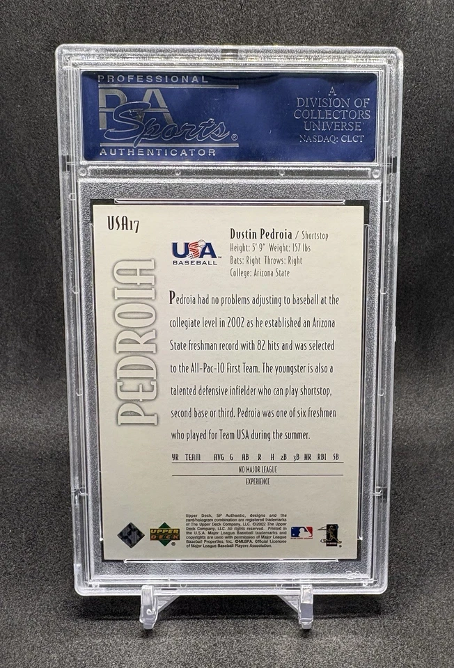 Auténtico SP 2002 #USA17 Dustin Pedroia PSA/DNA firmado Auto Medias Rojas #d 1942/1999 Foto 3 de 3