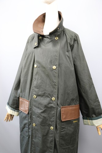 BARBOUR Bearden Wax cotton Green/Brown leather Coat Jacket Womens Size L - Picture 3 of 24