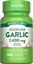 Odorless Garlic Softgels  2400Mg  180 Count  Non-Gmo  Gluten Free Supplement