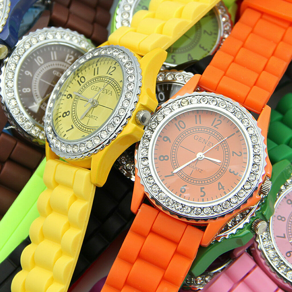 NEW! Bling Crystal Rhinestone Bezel Geneva Silicone Rubber  display picture 3