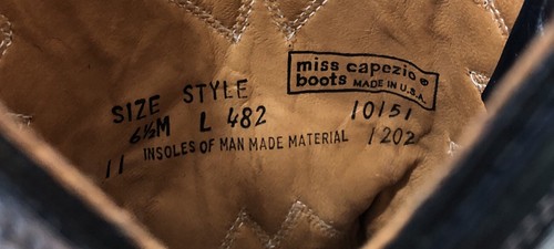 Vtg. Women Miss Capezio Boots 6 1/2 Navy/black Red Butterflies Decorative 10151 - Picture 7 of 10