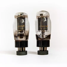 Matched Pair. Tungsram 6L6GA 6L6 Black Welded Plate Double Pan Getter NOS