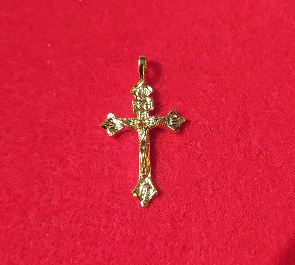 Alternate view of 14kt Gold Plated Religous Cross Crucifix Charm Pendant 2043