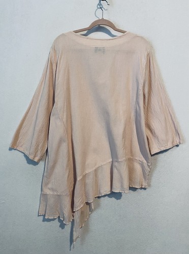Dunes Top Damen 2x hellrosa asymmetrischer Saum Rüschen hauchdünn Lagenlook Boho - Bild 4 von 7
