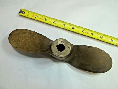 Vintage Bronze 10'' lg. (2) Blade Boat Propeller (9805), 5/8'' Hole tapers to 3/4''