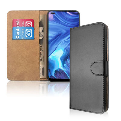 Leder Geldbörse Flip Cover Etui für OPPO Reno4 5G (schwarz) schwarz