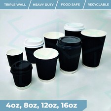 Black Ripple Papier Kaffeetassen 4/8/12/16oz - Einweg Heiß und Kalt Getränk Becher