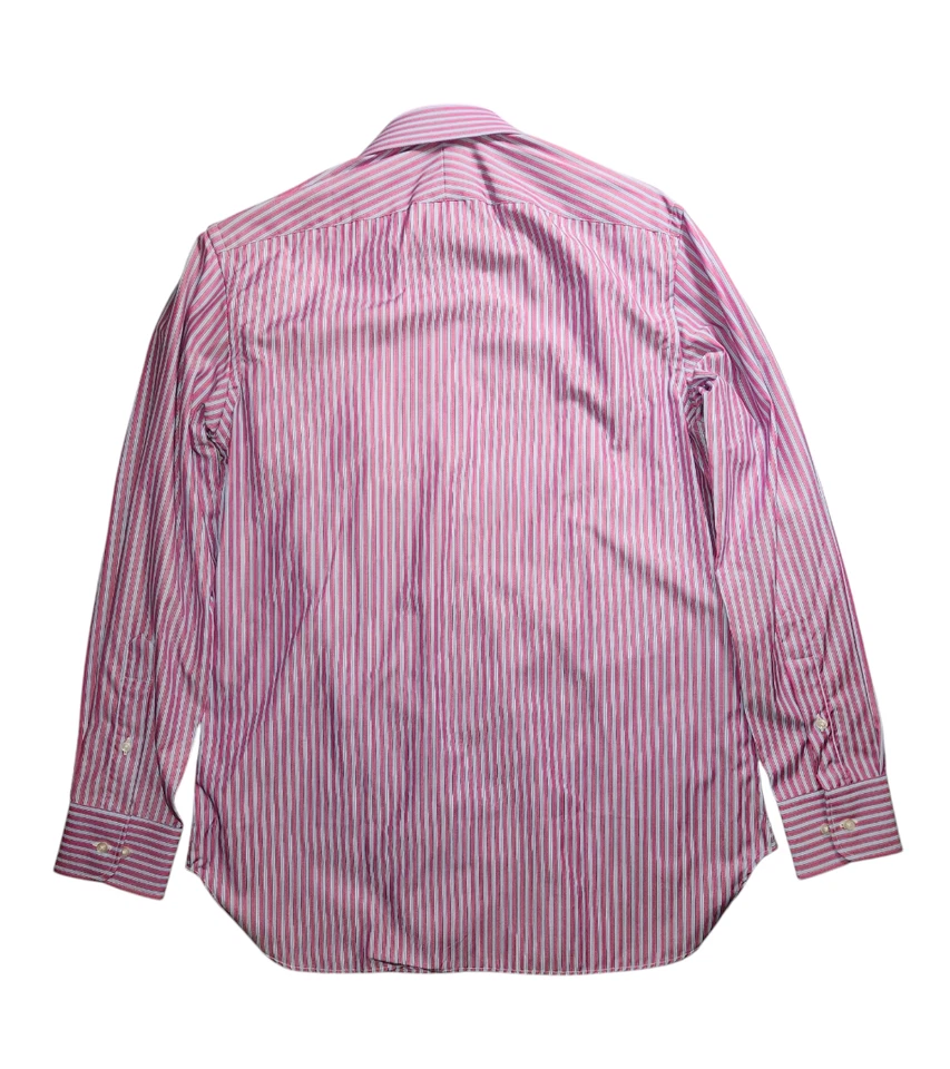 Camisa Ike Behar Etiqueta Dorada Talla 15 LS 32/33 Rosa Azul Rayas Algodón Nueva con Etiquetas $225 Foto 2 de 4