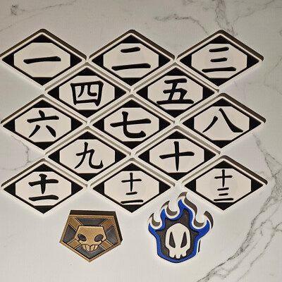 Anime Manga Magnets Bleach, 13 Squad Emblems, 3D printed, decoration, Gift