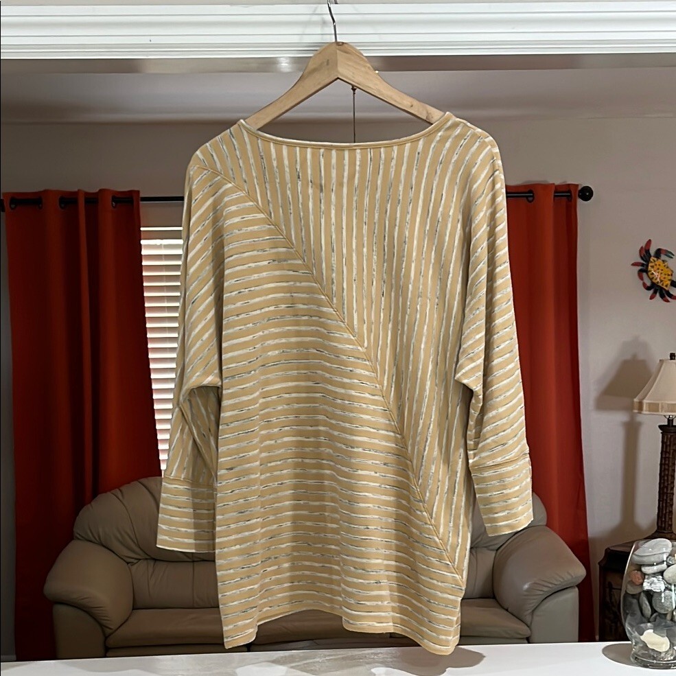 Westbound Striped Mustard Women's Top Size L