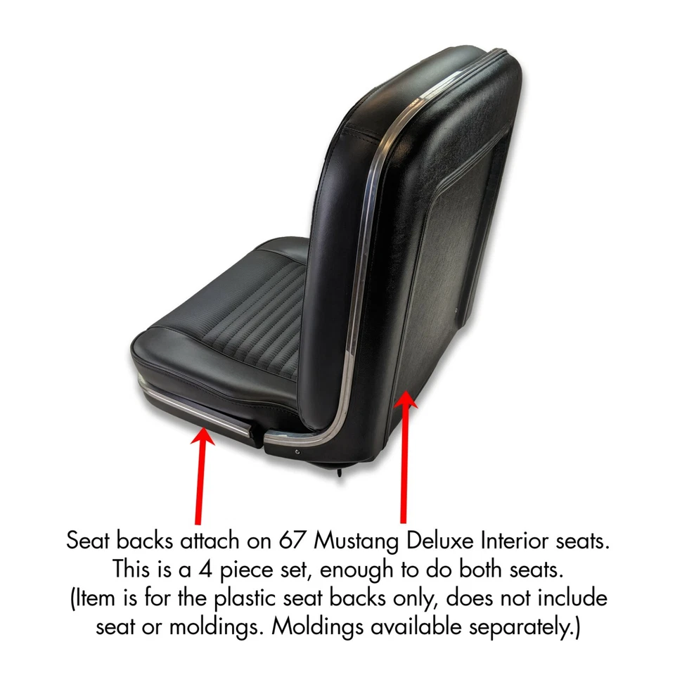 Mustang Shelby 1967 respaldo de asiento y cubiertas laterales de lujo negro juego de 4 piezas - NUEVO Foto 4 de 4