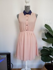 Urban Outfitters Blu Pepper Pink lace open back dress with Blue Collar Small