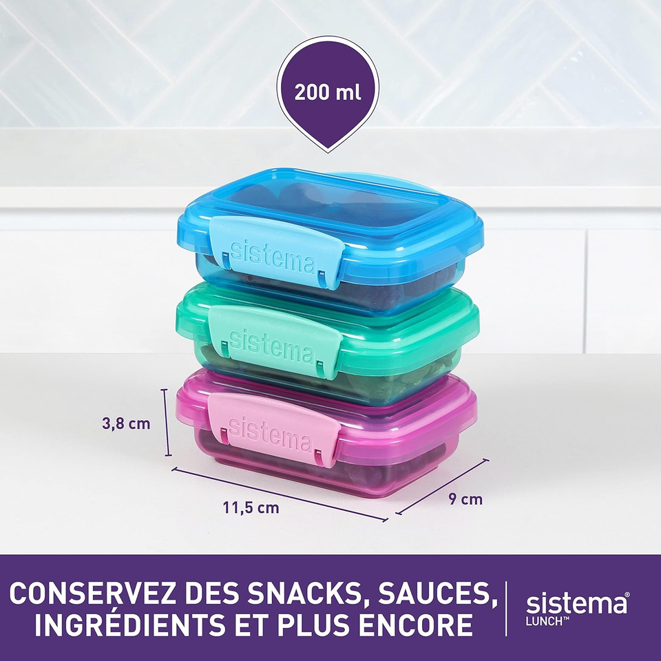 Sistema Lunch Food Storage Containers 200 Ml Small Snack PotsMBpa