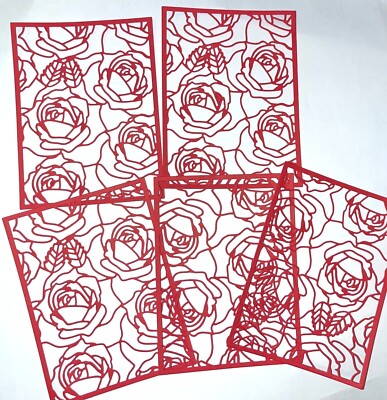  5 BLOOMING ROSE cardstock paper die cut embellishments scrapbook / card making