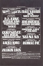 ALLMAN BROTHERS BAND / BLACK SABBATH 1972 WINTERLAND FLYER / HANDBILL NM 2 MINT
