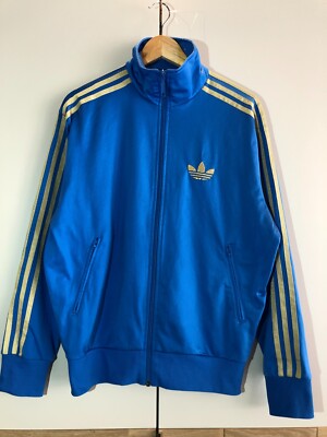 ADIDAS FIREBIRD ORIGINALS TT OG Jacke Blau Hellblau Gold Gr. S Retro Vintage