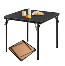 Folding Table, Square Vinyl Top 34" x 34" w/Steel Frame, Black COSCO 14-619-BLK2