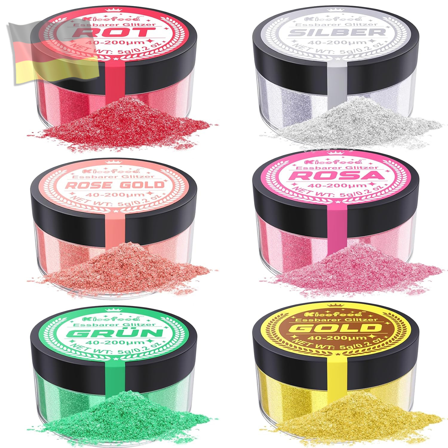 Essbarer Glitzer 6 Farben Lebensmittelfarbe Pulver Geschmacksneutraler Glitzerpu