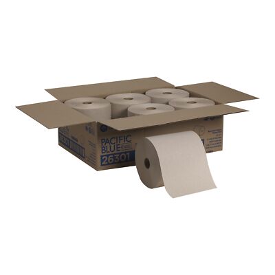Pacific Blue Basic Recycled Hardwound Paper Towel Rolls 26301 6 Rolls GP 8 x800 