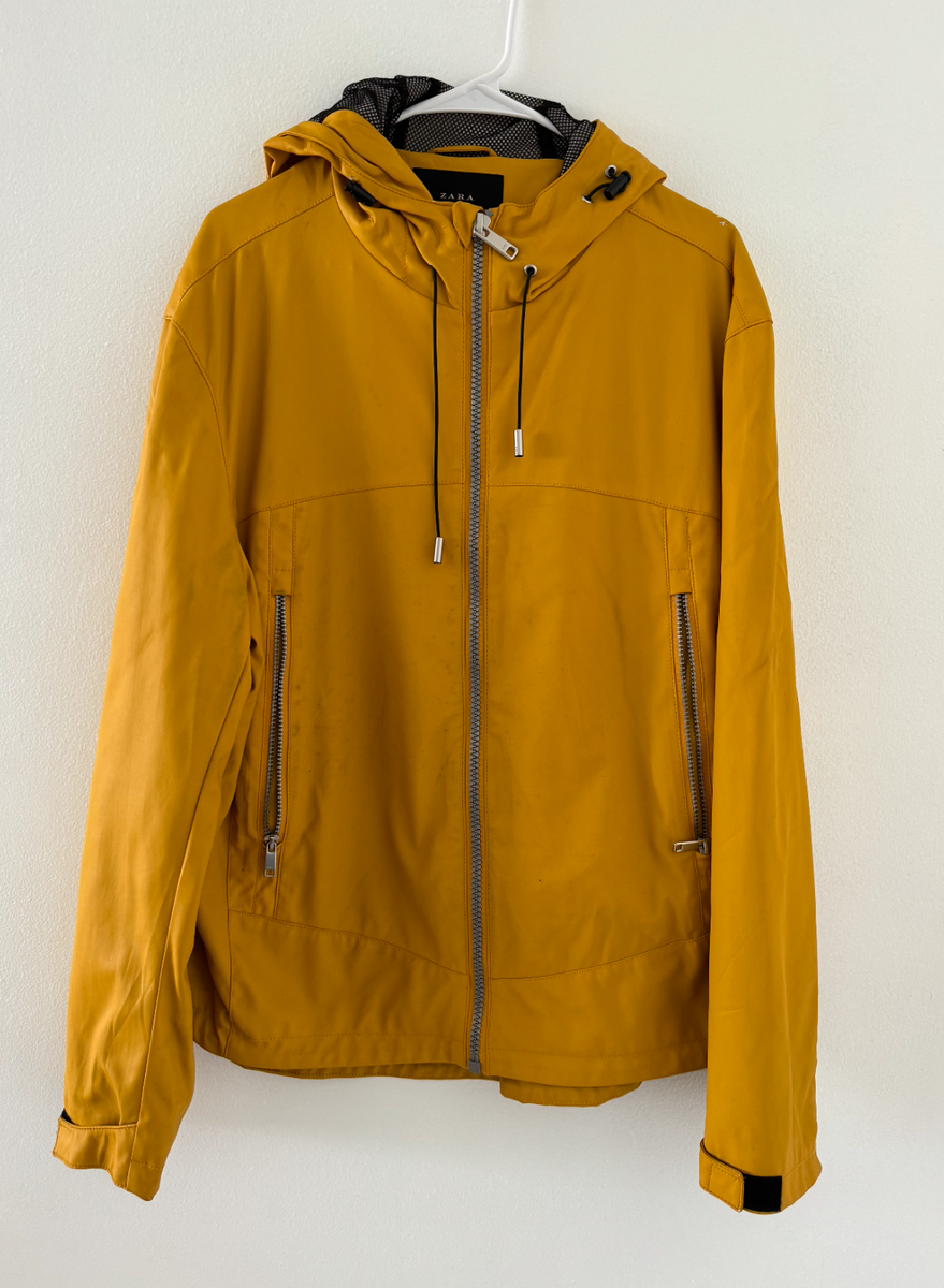 Zara Men Yellow Pullover / Zip Windbreaker Jacket Sz Large | eBay