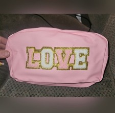 Pink LOVE Embellished Cosmetic Bag NWT Tik Tok Viral