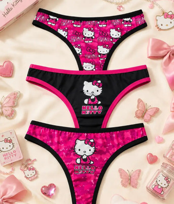 Women s Sanrio Hello Kitty Pink Cute Cartoon Kawaii Y2K Thong Panties L 3 pack