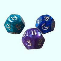 3-Teiliges Set 12-Seitige Tarot WüRfel Aus Harz Polyedrisch Astrologie Karten