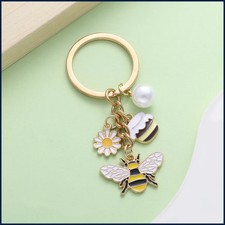 1pc Fashionable Enamel Bee, Honey, Flower Charms Keychain, Alloy Metal Insect...