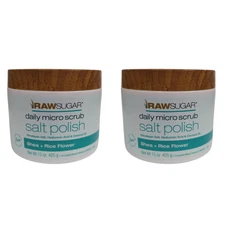 2 x Raw Sugar Daily Micro Salt Scrub Polish - Shea + Rice Flower - 15 oz