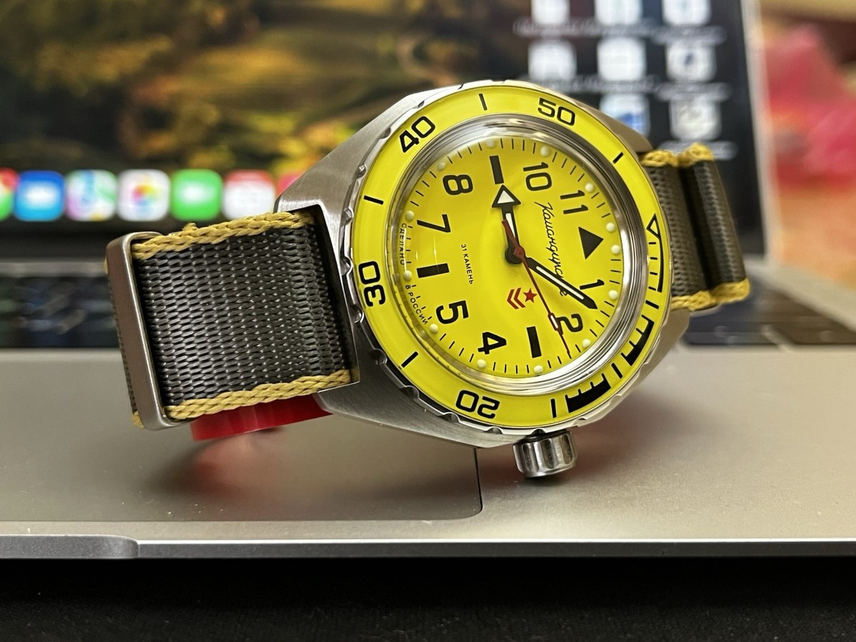 Vostok Komandirskie 650859 Russian Military Watch Automatic Yellow Vostok Komandirskie 650859 Russian Military Watch Automatic Yellow